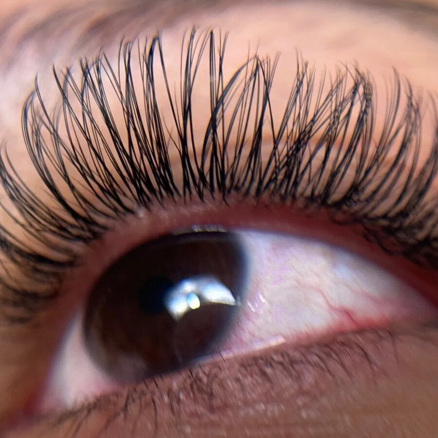 Russian volume lash extensions, close up